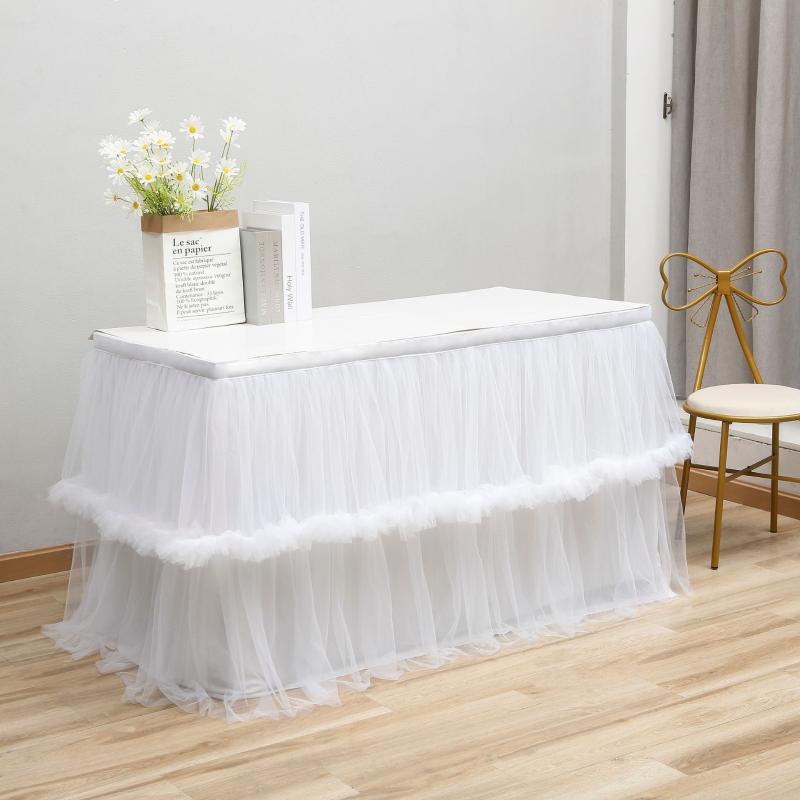 

Table Skirt Party Wedding Dessert Tutu Tulle Decor Birthday Baby Shower Banquet Desk Skirts Decoration