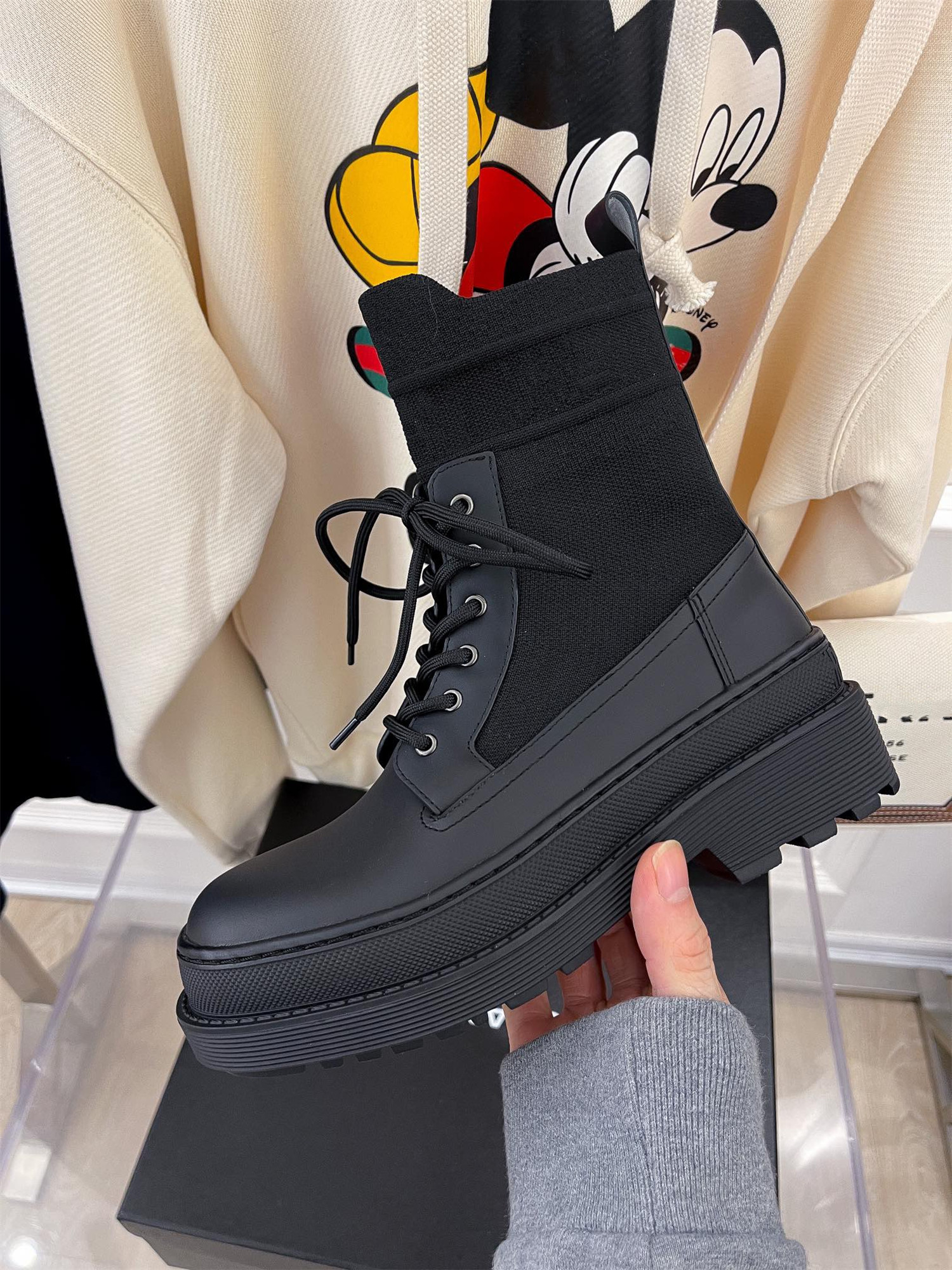 

Top designer women winter boots women's ankle booties fashion flat black white khaki snow boot box size 35-40