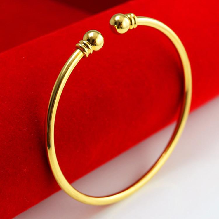 

Bangle Women's Gold Open Smooth Bracelet Fashion Wedding Jewelry Charm Party Gift