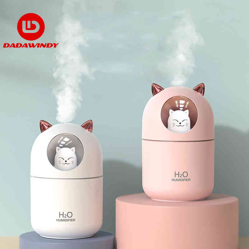 

DADAWINDY Portable 300ml Electric Air Humidifier Aroma Oil Diffuser USB Cool Mist Sprayer with Colorful Night Light for Home Car 220210