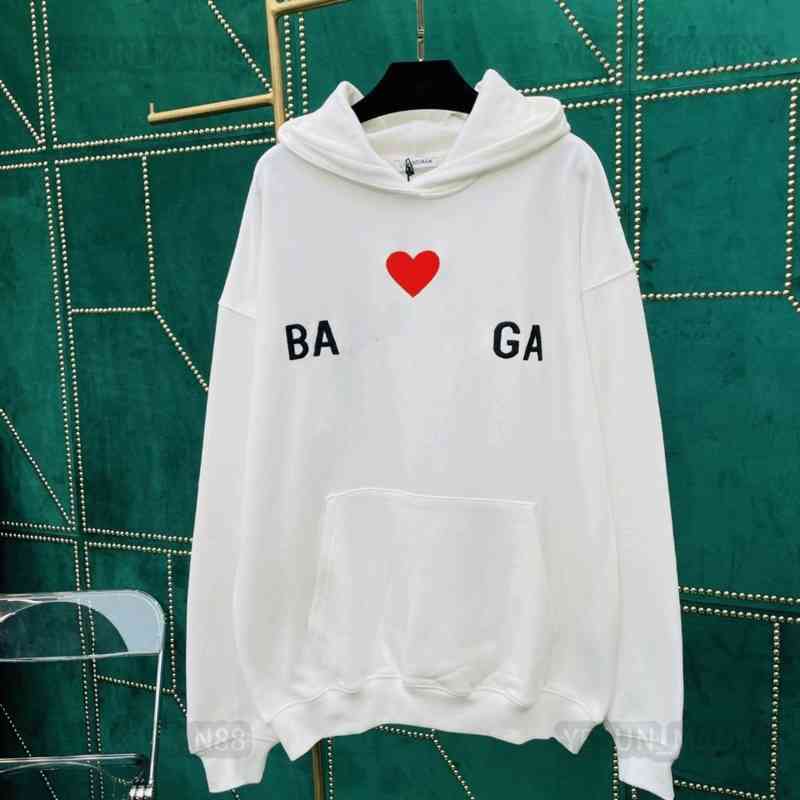 

Designer Luxury Spring And Autumn Cotton Paris Classic Hoodie Balencaigas Loving Heart Printing Mens And Womens Couple Loose Hooded