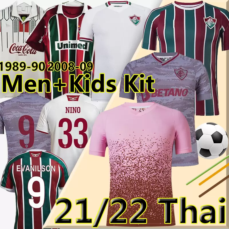

21/22 Fluminense Pink Soccer Jerseys Third Ganso FRED PHGANSO HUDSON NENE NINO HENRIQUE RAFAEL MOURA 1989 90 2008 09 retro vintage classic football shirt uniforms 3rd, 2008-09 home