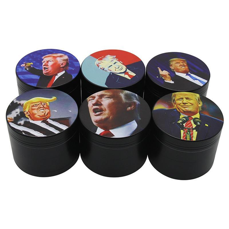 

smoking Trump pattern Grinders Herb 50mm 4 layer tobacco grinder Zinc alloy teeth colorful High Quality for smoke accessoriesers