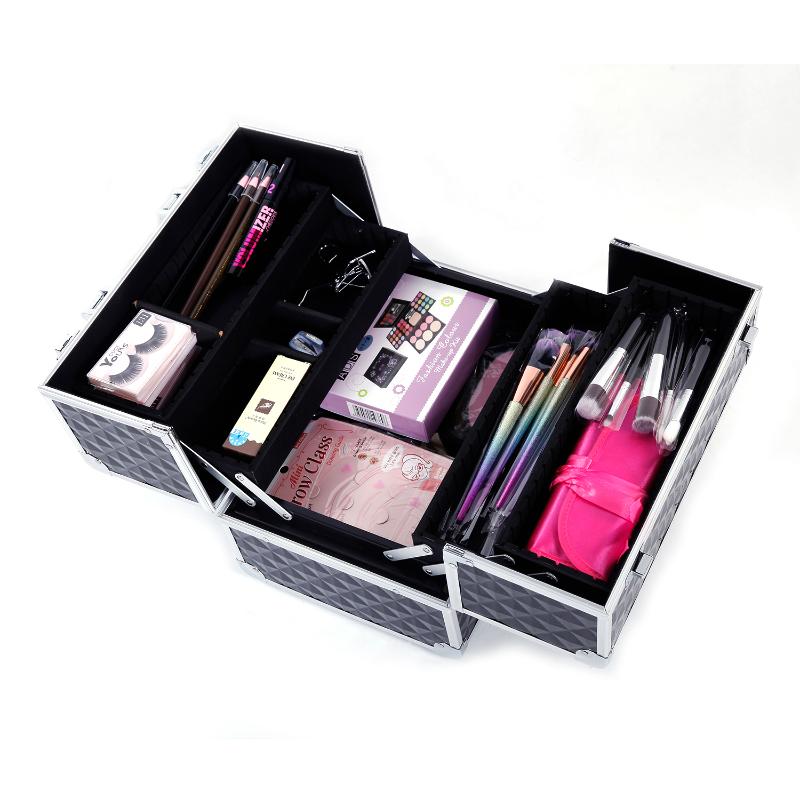 

Multi-layer Professional Portable Aluminum Cosmetic Makeup Beautiful Case Black190813204 Bags & Cases, Black