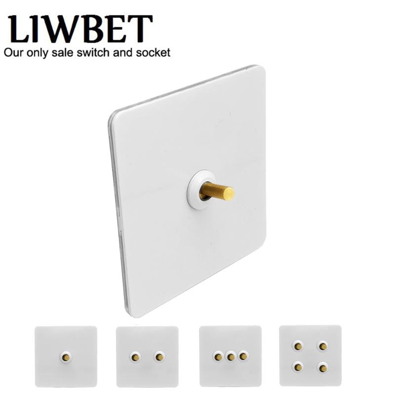 

Smart Home Control LIWBET 1 Gang /2 / 3 4 Wall Switch And 2 Way Stainless Steel Panel Copper Toggle Light With Socket