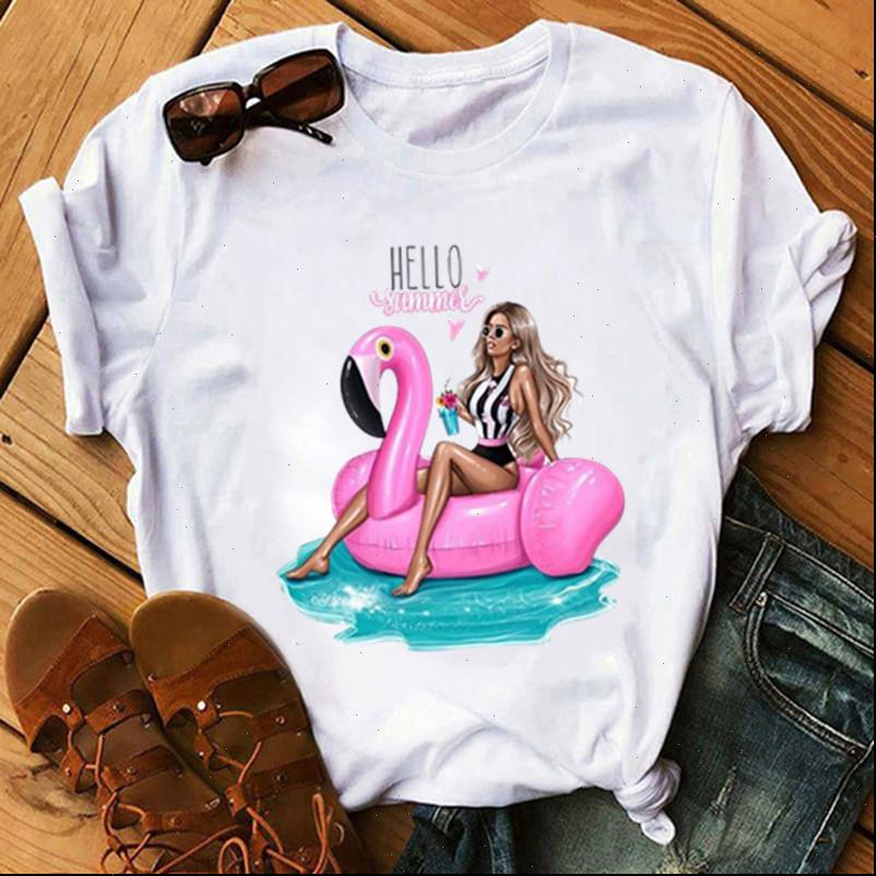 

summer women t shirts kawaii flamingo graphic tees vogue shirt clothes tumblr ulzzang white harajuku casual