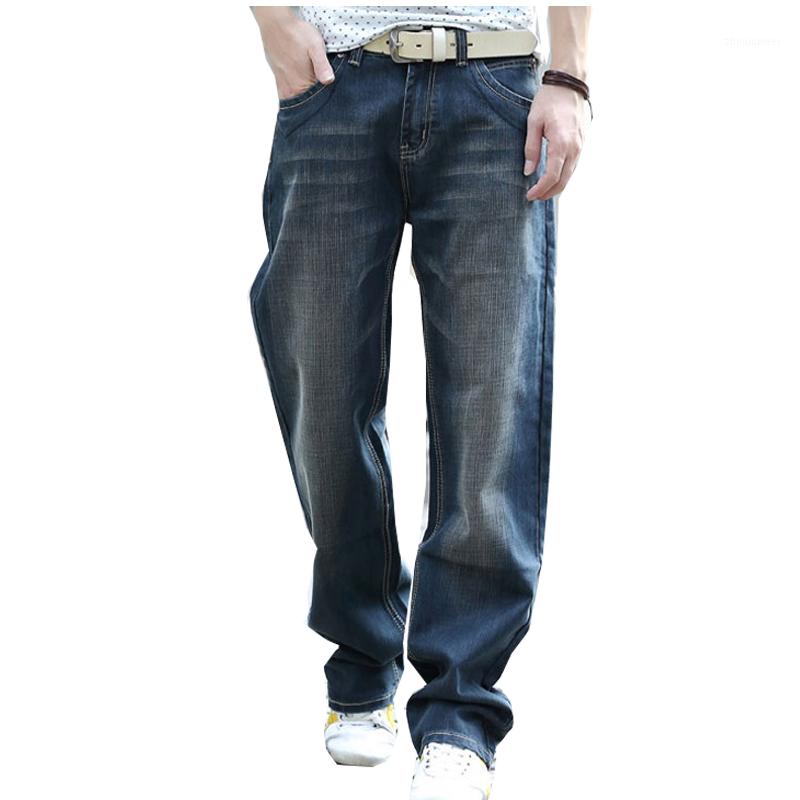 

Men's Jeans High Quality Casual Straight Loose Baggy Streetwear Hip Hop Classic Denim Trousers Black Wide Leg Pants Size, Blue