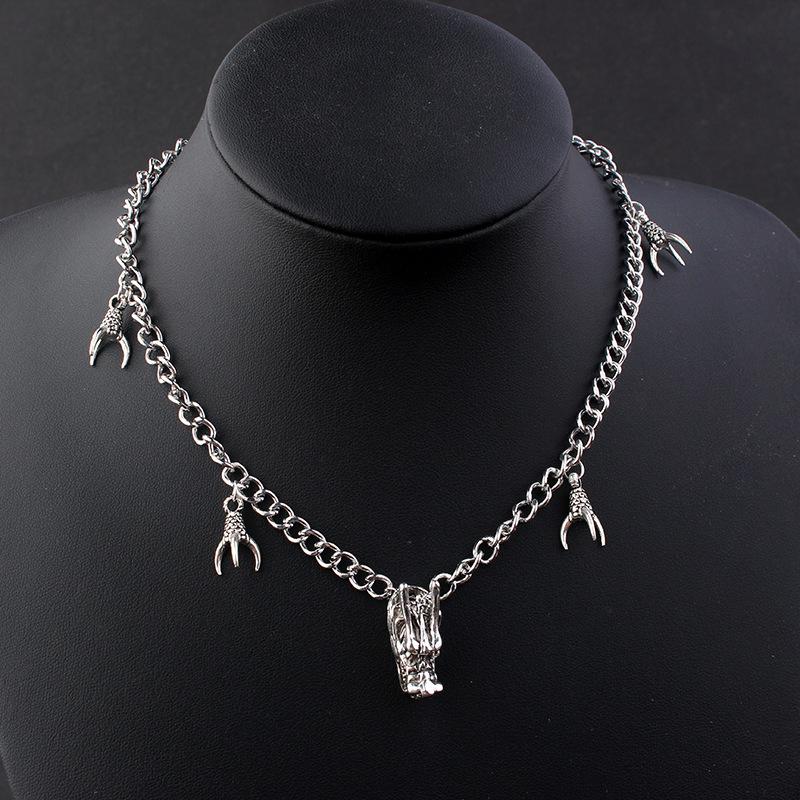 

Chokers Dragon Charm Pendant Necklace For Women Gothic Magic Witchcraft Pagan Neck Choker Chains Silver Color Wholesale Jewelry VGN060