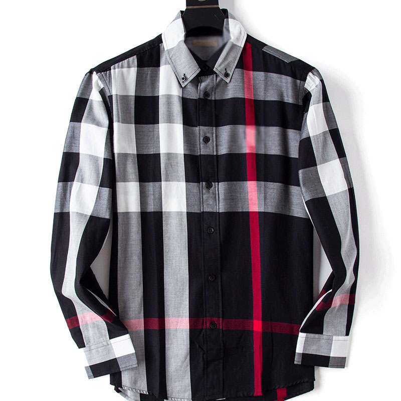 

Famous Designer Men's Business Shirts Long Sleeve Shirt High Quality Polo Shirts British Style Slim Fit Fashion Dress T-Shirts 100% Cotton Clothing Size M, Ribbon(not for sale separatel