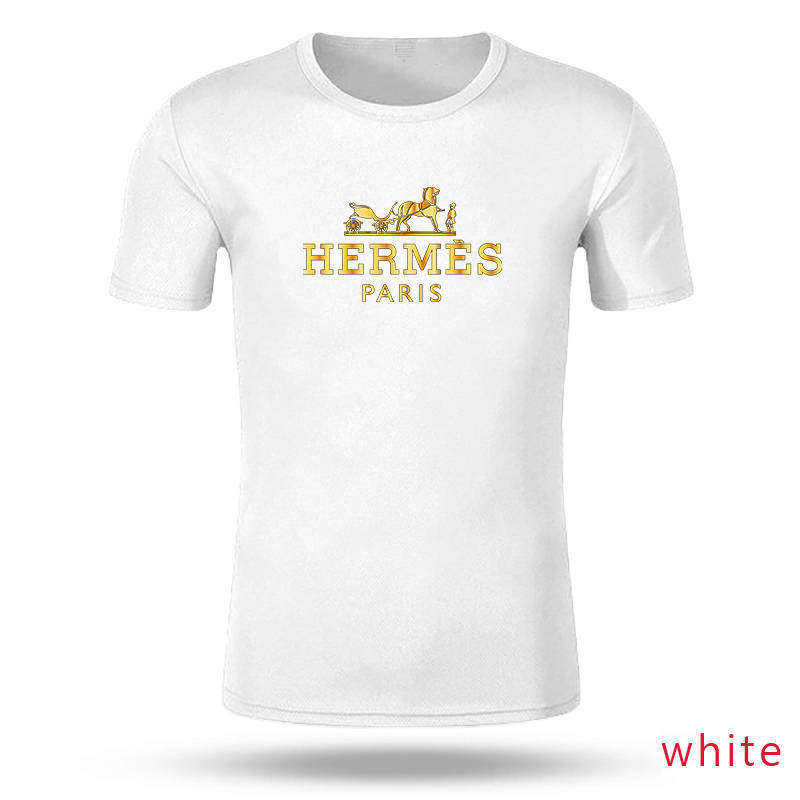 

Mens T shirt casual T shirt mens curved hem long line T shirt designer short sleeve -golden Herms, White;black
