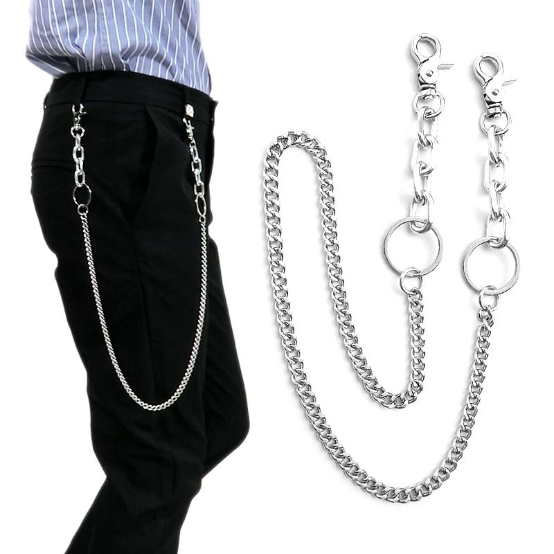 

Keychains 78cm Long Metal Wallet Belt Chain Rock Punk Trousers Hipster Pant Jean Keychain Silver Ring Clip Keyring Men's HipHop Jewelry