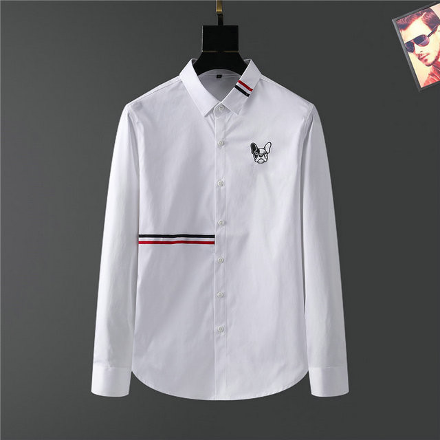 

2021 Polka Dot Mens Designer Shirt Autumn Long Sleeve Casual Dress Shirts Style Homme Clothing M-2XL#89, Black