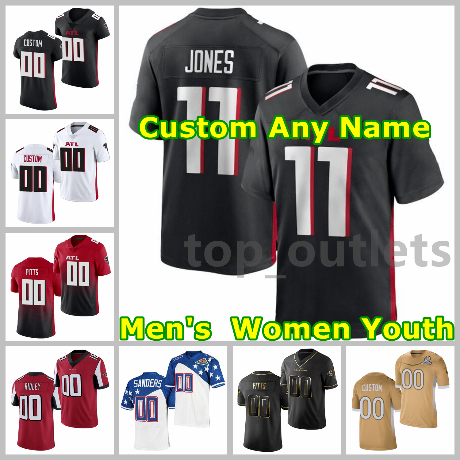 

2021 Falcons American Football Jerseys Kyle 8 Pitts Jersey Julio 11 Jones Calvin 18 Ridley Matt 2 Ryan Jake 70 Matthews Devonta 24 Freeman Custom Stitched Breathable, As photo