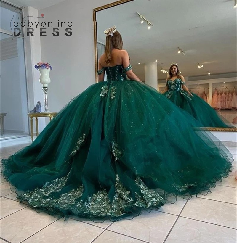 

Green Off The Shoulder Ball Gown Puffy Sweet 16 Dress Beaded Quinceanera Dresses Lace Up Back 15 Year Party Evening Gowns, Burgundy