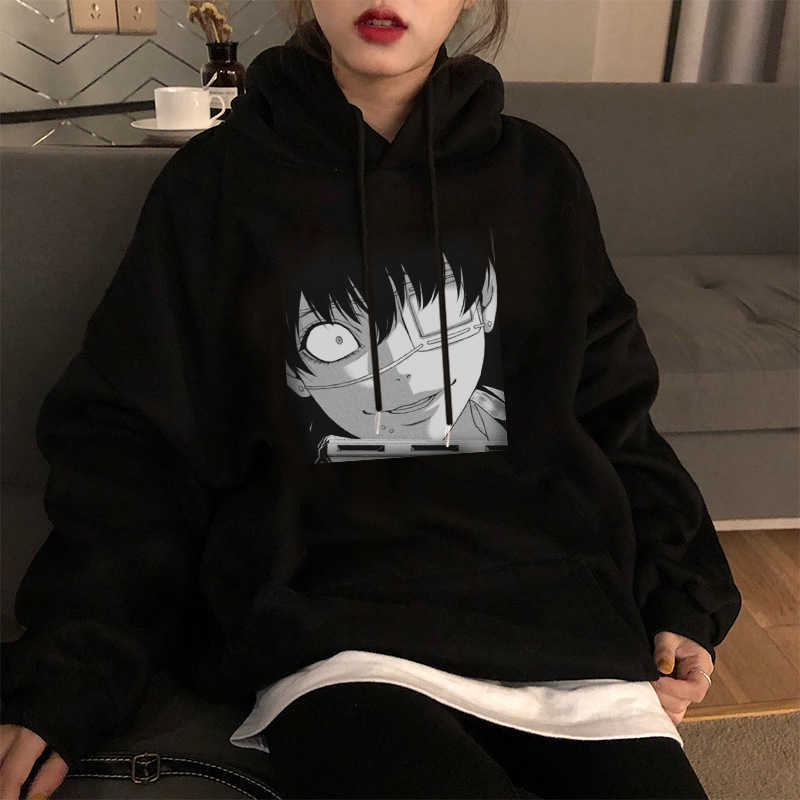 

Gothic Anime Kakegurui Yumeko Jabami Hooded Sweatshirt Casual Plus Size Punk Streetwear Loose Harajuku Hip Hop Women 210608, Bai09