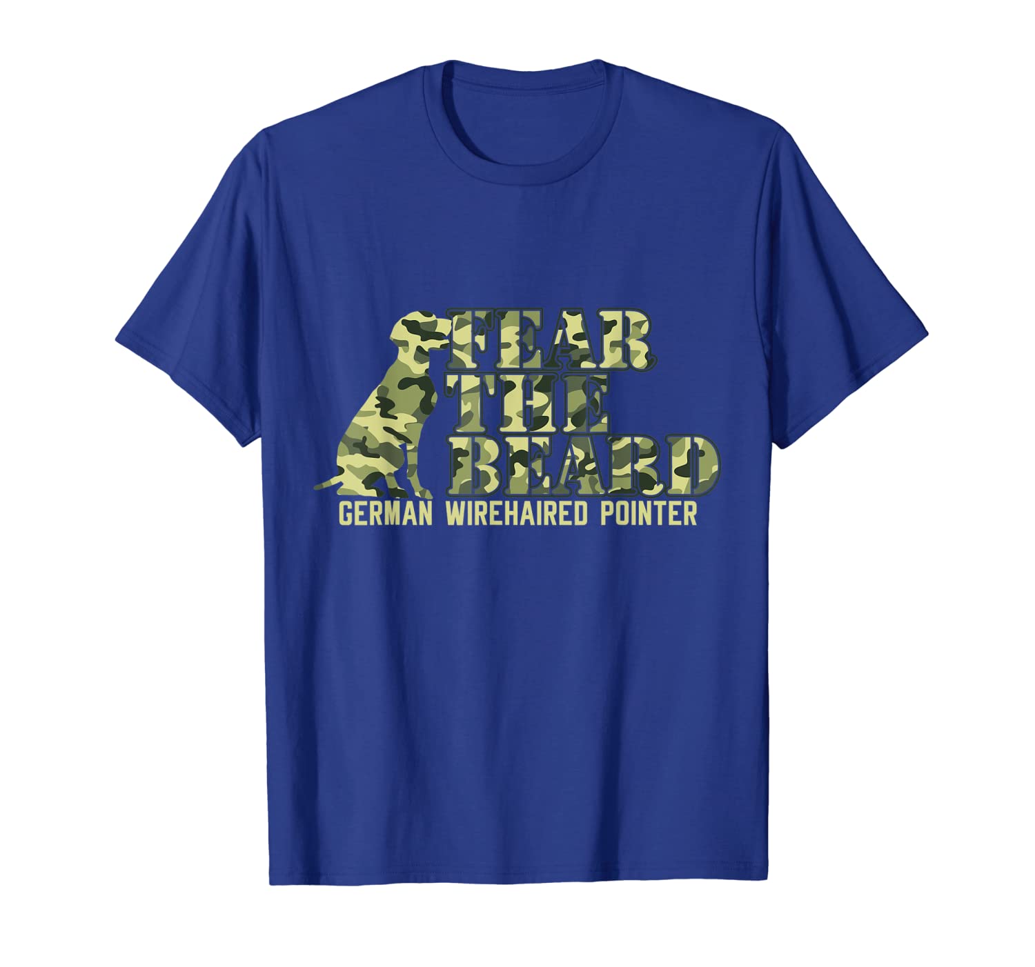 

fear the beard camo german wirehaired pointer tshirt hunt, White;black