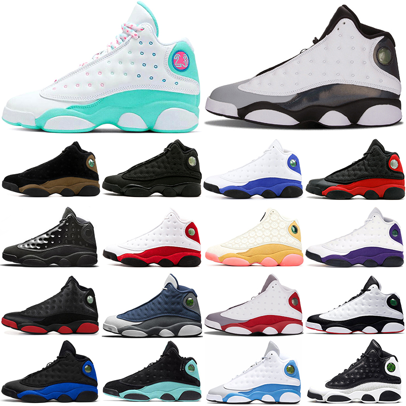 

13s Basketball shoes Jumpman 13 men Island Green Playoffs Chicago Alternate Altitude Atmosphere Grey outdoors Trainers sneakers sports size 40-46, Grey toe