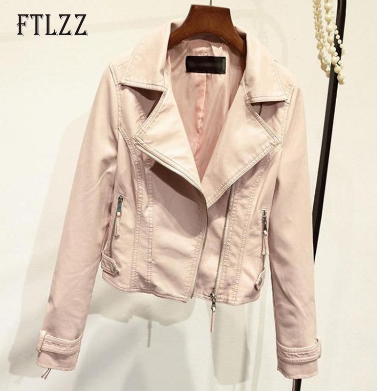 

Fashion Loose Short Leather Jacket Women Spring Autumn Ladies Turn Turn-down Collar Long Sleeve Zipper Pu Coat 210602
