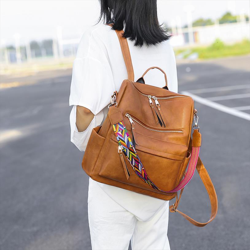 

retro large backpack women bohemia style pu leather rucksack womens knapsack travel backpacks shoulder school bags back pack