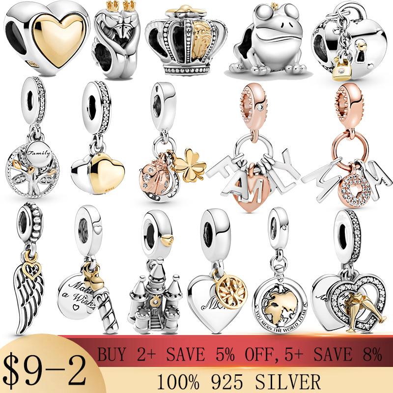 

Other 925 Sterling Silver Two Tone Beaded Golden Heart-Shaped Birthday Candle Charm Fit Original Bracelet DIY Jewelry Making
