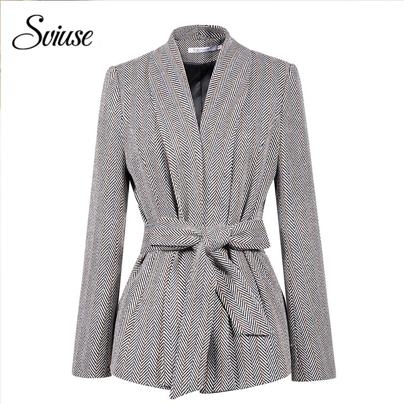 

Women' Suits & Blazers Women Elegant Woolen Blazer Autumn Winter Long-sleeve Kimono Cardigan Suit With Belt Office Ladies Business Outerwea, As picture