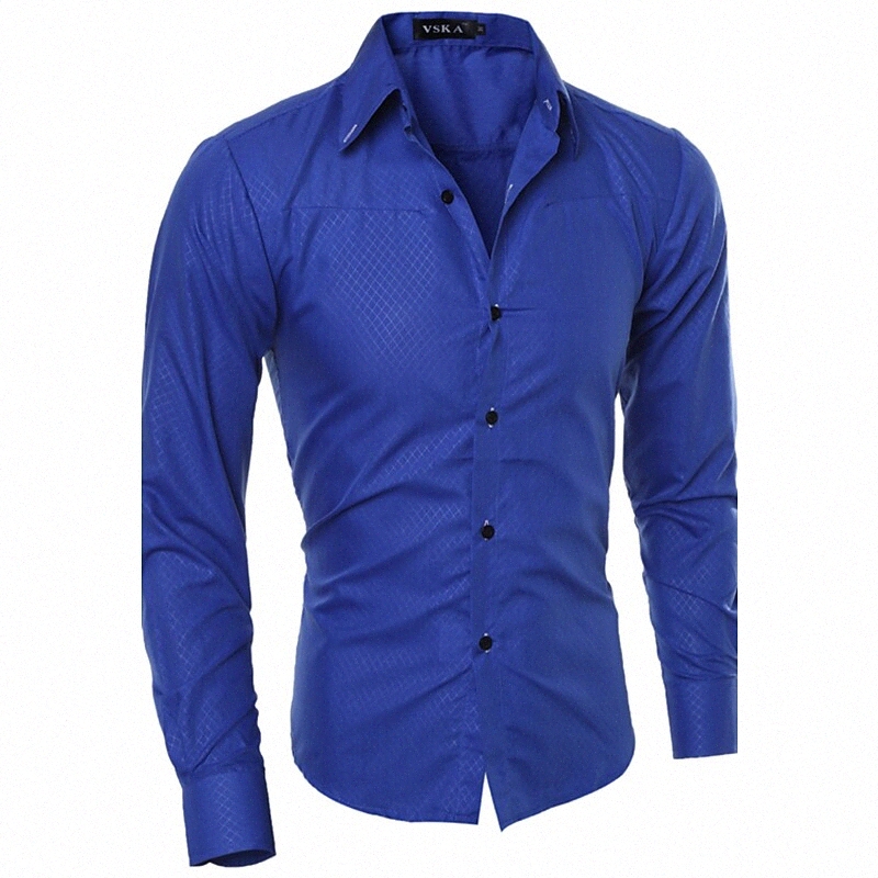 Men's Shirt Solid Colored Classic Collar Daily Work Basic Long Sleeve Slim Tops Business Wine White Black / Fall / Spring 58oD#