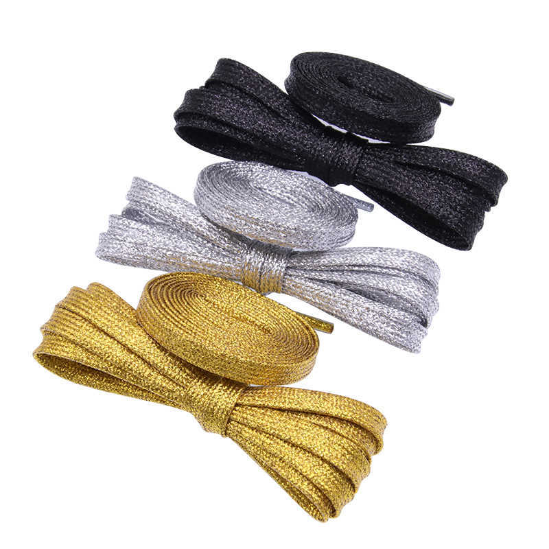 

7MM Metallic Top Shoelaces Women Sneaker 2021 Shining Ropes For Chermed Lady Canvas Gold Sliver Cord Zapatillas Mujer