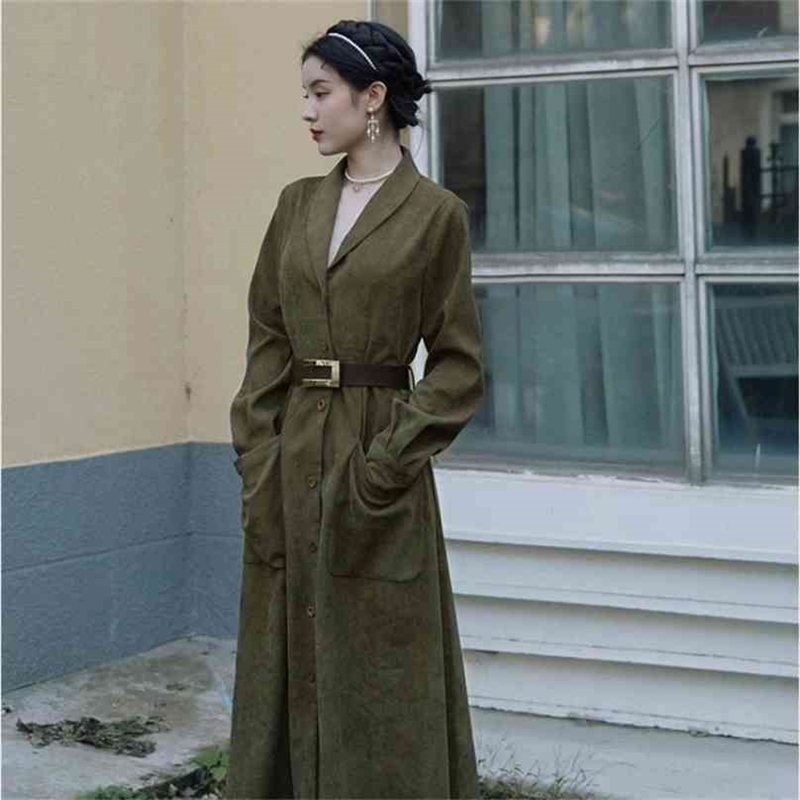 

Green Maxi Vintage Corduroy Long Women Dress Spring V-neck Evening Party Full Sleeve Female Vestidos Sashes Dresses 210603, Blue