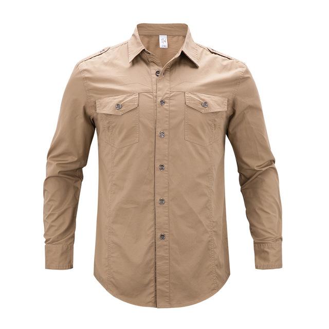 

Men's Casual Shirts 2021 Spring Summer Long-sleeved Solid Shirt Large Size Airforce Military -5XL, Army green