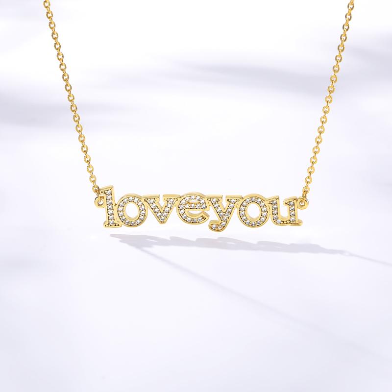 Pendant Necklaces Fashion 2021 Lettering I LOVE YOU Couple For Women Men Lovers Charm Jewelry Sweet Friends Accessories-image-706635627