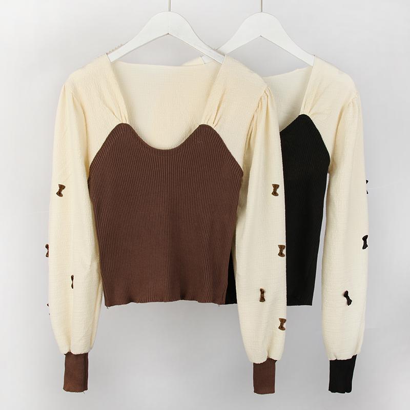 

Women's Sweaters Long Sleeve Top Knitted Woman Pull Femme Sweater Women Korea Fashion Pullover Plus Size Patchwork Outwear, Black