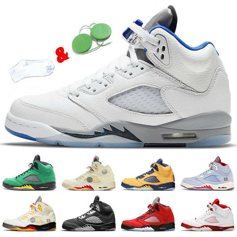 

Stealth Basketball Shoes Jumpman 5 5s Valentines Day Fire Red Blue Suede All White Top 3 Designer Mens Womens Sneakers Trainers Sports, C46 raging bull 40-47