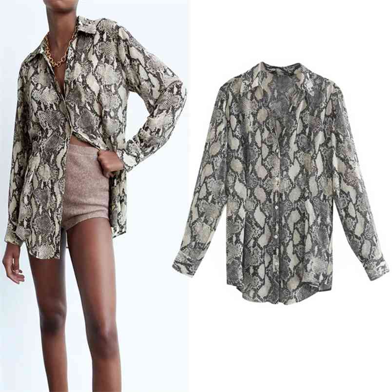 

Blouse Women Animal Print Button-up Shirts Woman Vintage Lapel Collar Back Ruched Long sleeve Shirt Casual Laddies Top 210519