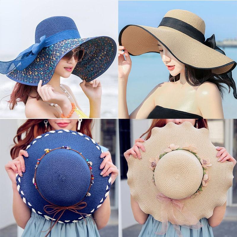 

Wide Brim Hats Girls Summer Hat Sunscreen Beach Straw Female Korean Student Versatile Women's Fashion Big Sunshade Y010, Rose red stars