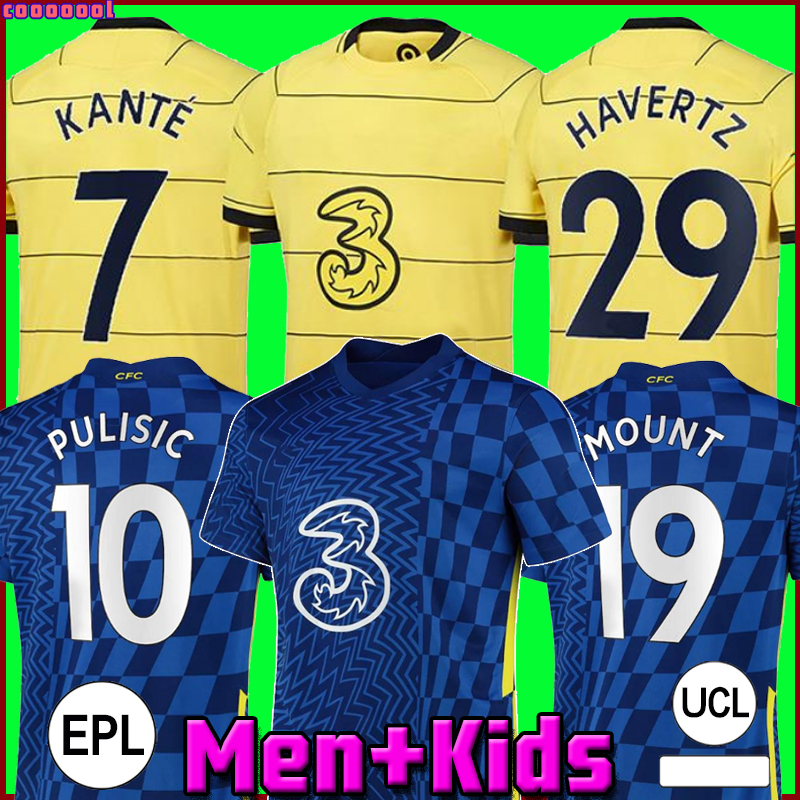 

CFC soccer jersey PULISIC ZIYECH HAVERTZ KANTE WERNER ABRAHAM CHILWELL MOUNT JORGINHO 2021 2022 GIROUD football shirt 20 21 22 home away thrid fourth men + kids kit, 21/22 home men + ucl