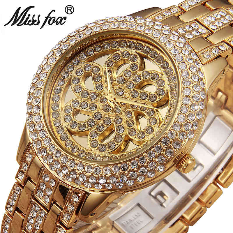 MISSFOX Miss Fox Fashion Watch Silver Quartz Ladies Top Brand Luxury Gold Wrist Watches For Clock Women