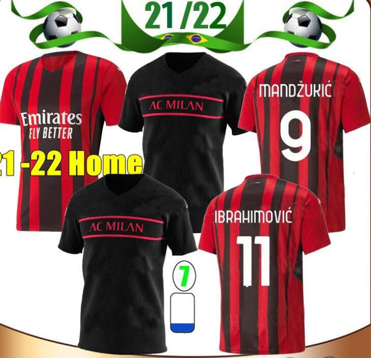 

21/22 AC milan #11 IBRAHIMOVIC Soccer Jersey 2021 THEO REBIC Shirt PAQUETA TONALI ROMAGNOLI CALHANOGLU CUTRONE KESSIE Football uniform Men's Short sleeve T Shirt, Away