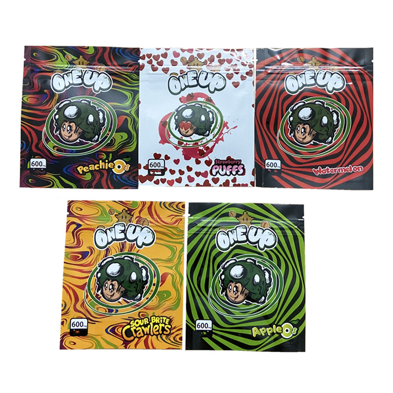 

one up sour brite crawlers oneup candy edibles plastic packaging bag gummies 420 edible package bags 600mg gummy smell proof