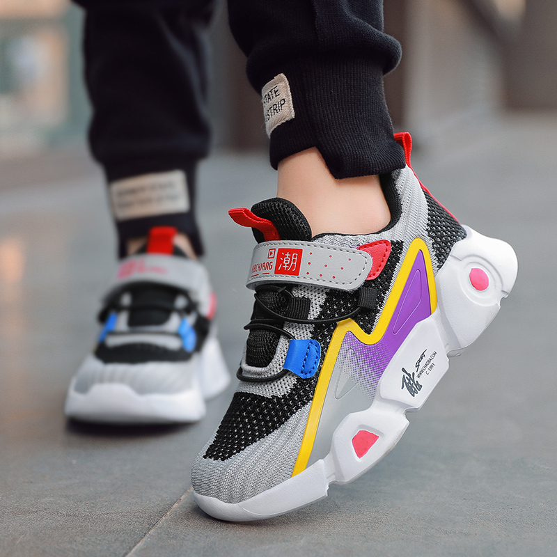 

Size 28-39 Kids Sneakers for Boys Girls With Hook&Loop Children Casual Shoes Breathable Mesh Running Shoes Non-slip Sport Shoes, Black