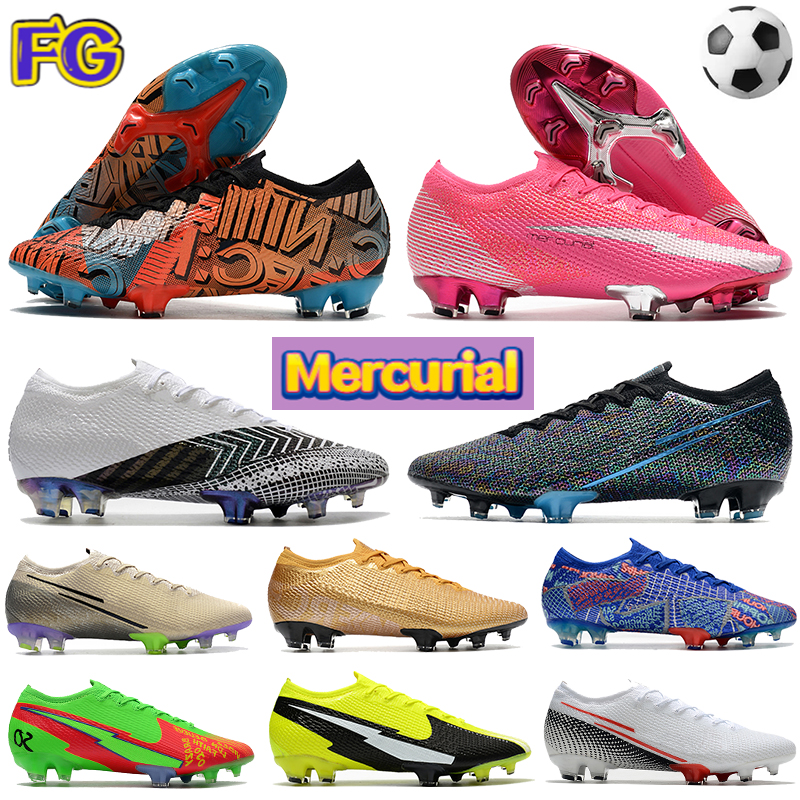 

Newest Soccer Shoes Mercurial Vapor 13 Elite FG mens football cleats pink blast mexico city black white volt Anthracite green red designer sneakers trainers, Bubble wrap packaging