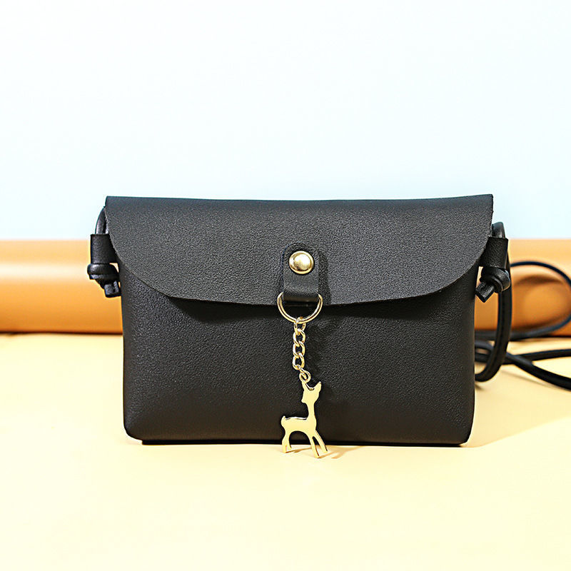 

HBP Fashion women Cross Body PU Bags Double layer fawn mobile phone Single double-deck Shoulder Messengersimple versatile women's small square bag 002, Black