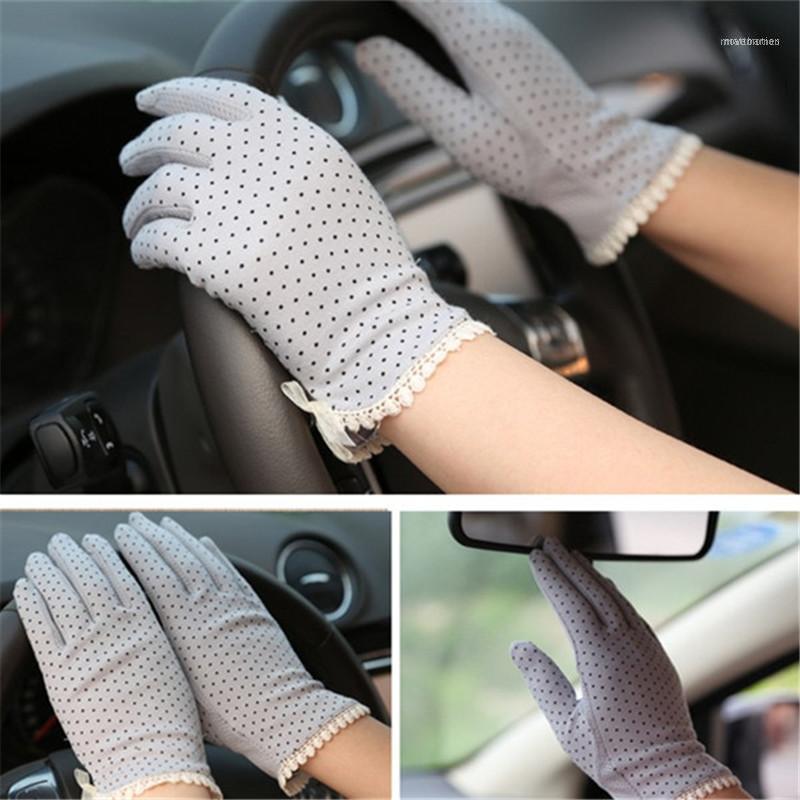

Dot Bow Glove Thin Sun Protection Women Driving Short Sunscreen Gloves Cotton Harajuku Black Lace 2021 1