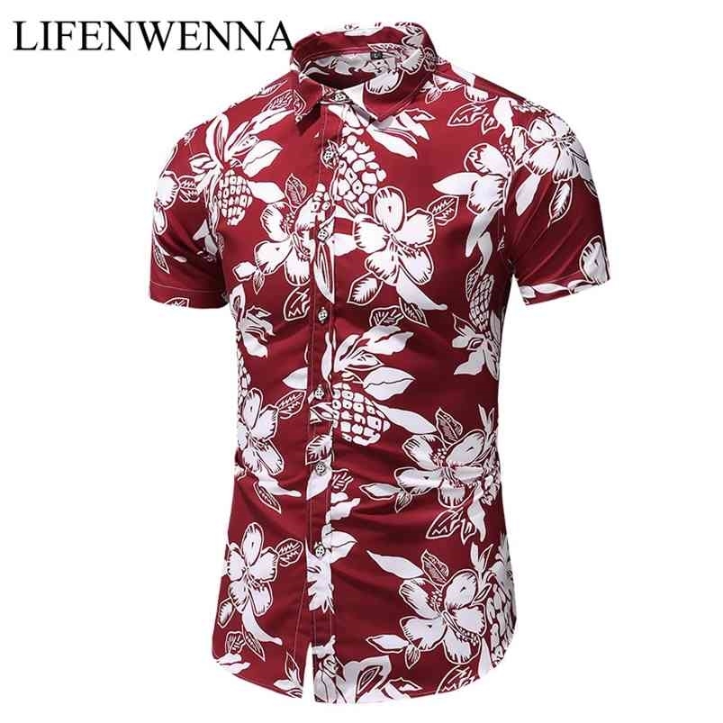 

Summer Arrival Shirts Men Fashion Print Short Sleeve Hawaiian Shirt Male Casual Flower Slim Fit Beach Plus M-7XL 210721, 6917 black