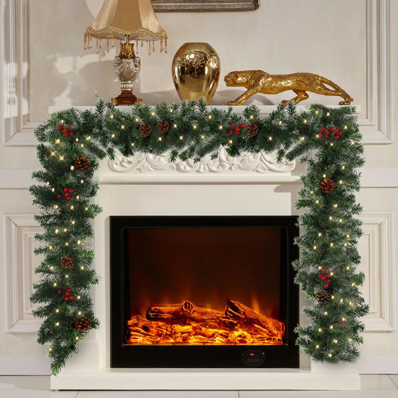 

Christmas Decorations 2.7m Luxury Garland Home Party Wall Door Decor Tree Ornaments Wreath With Pine Cones 2022 Year