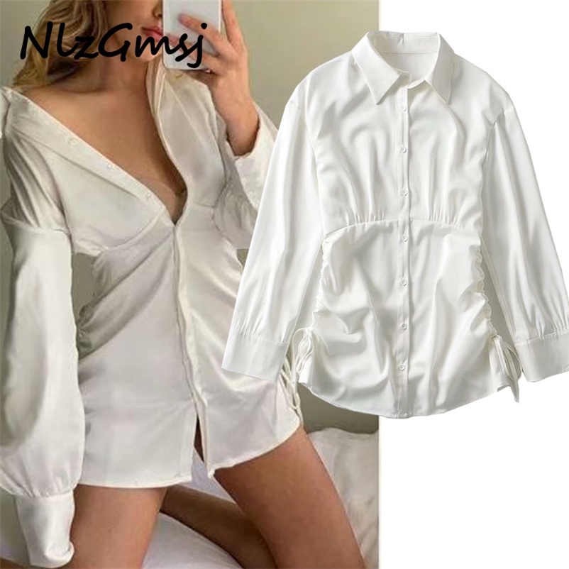 

Blouse Women Spring Summer Fashion Turn-down Collar Solid Color Single-breasted Long Leeve Chiffon Shirt 210628, As picture