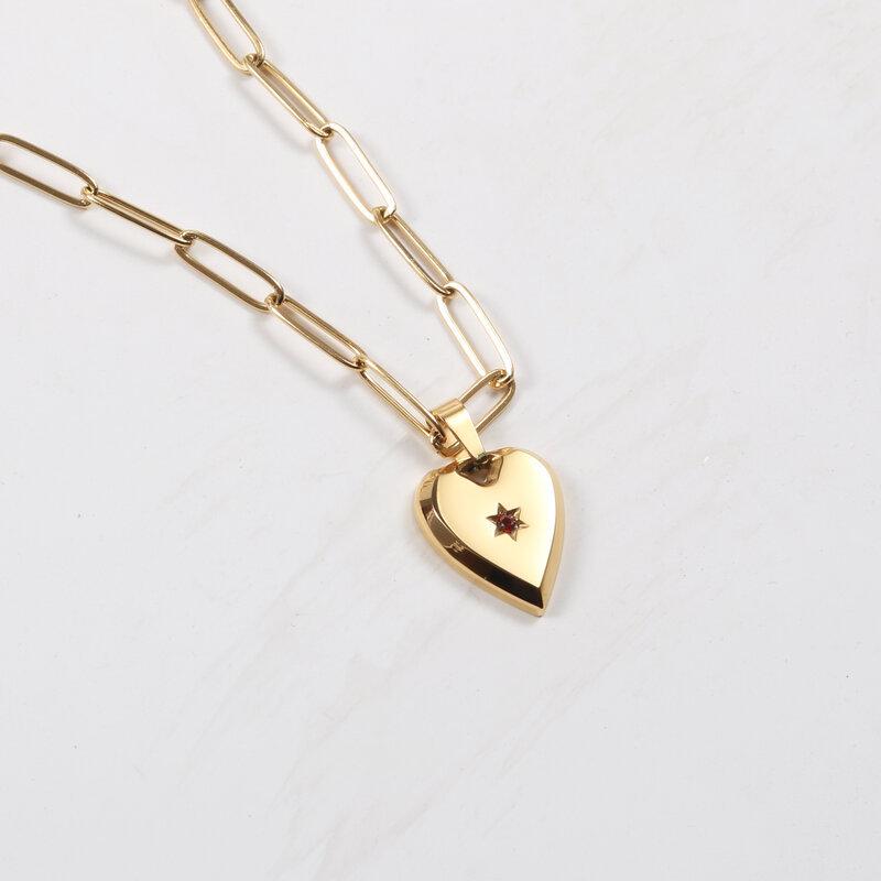 

Pendant Necklaces Stainless Steel Jewelry Paper Pin Chain Heart Necklace