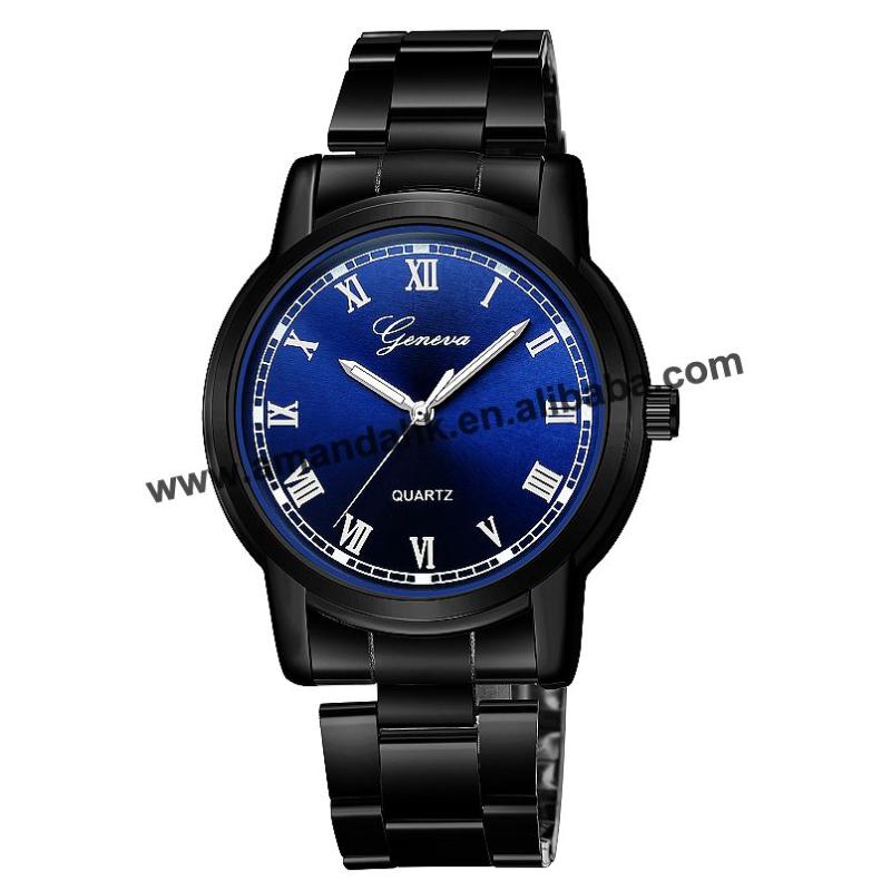 

Wristwatches Alloy Mesh Men Casual Watches Round Analog Quartz Dress Wrist Watch Women Geneva 671, Black black rose
