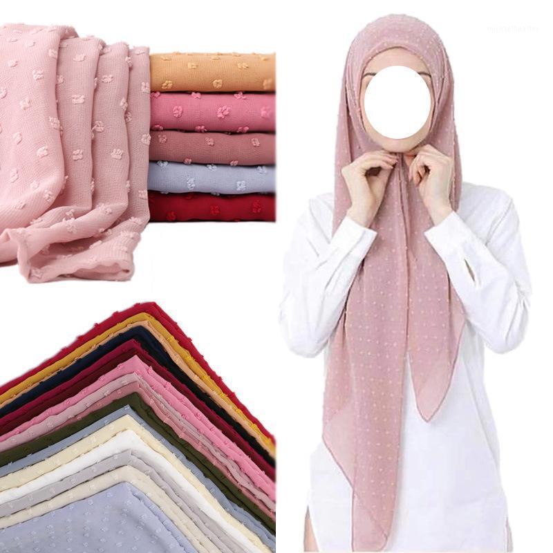 

Scarves SHUANGR Vintage Flocked Bubble Chiffon Scarf Hijabs For Muslim Women Soild Color Breathable Islamic Headscarf Arab Head