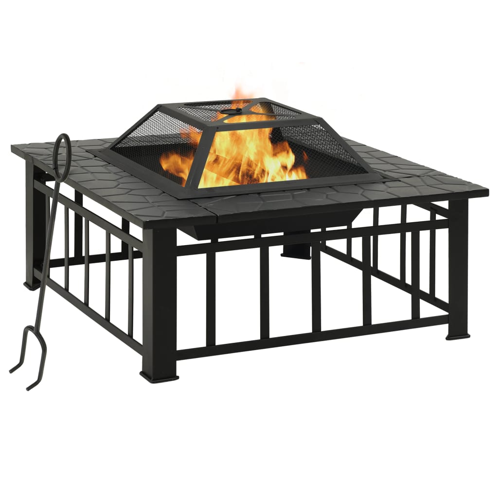 

Garden Fire Pit with Poker 81x81x47 cm XXL Steel