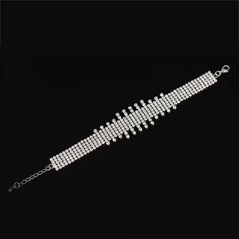 

Fashion Wedding Bracelets Bangles Silver Plated Chain Austrian Crystal Women Handmade Jewelry Accessories
